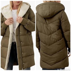 KYL Women's Winter Thick Padded Coat, Sherpa Lined Hooded Warm Long …